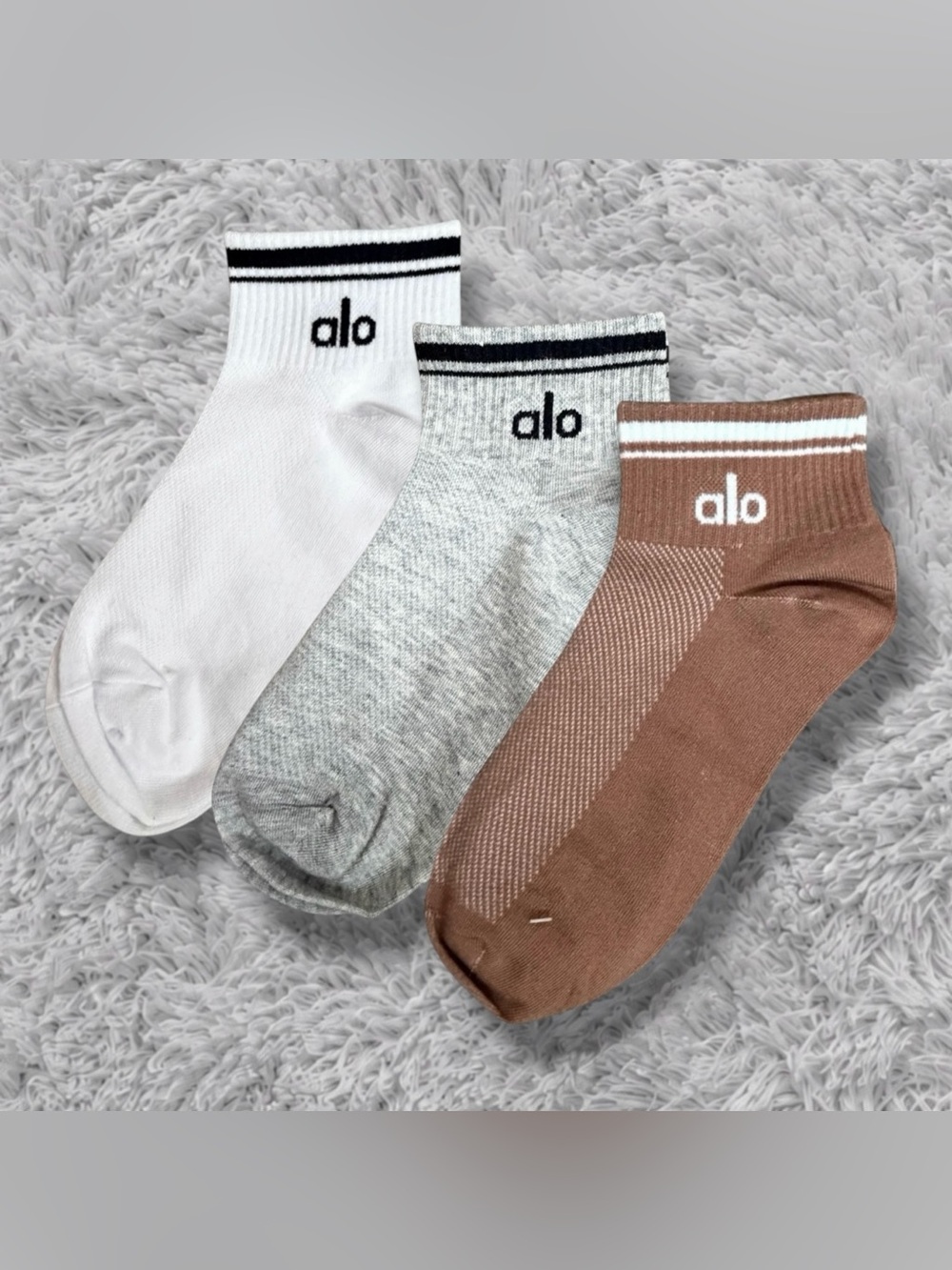 Alo 3 Piece Bundle - Low Cut Ankle Athletic Socks – Women’s Sport Quarter Socks